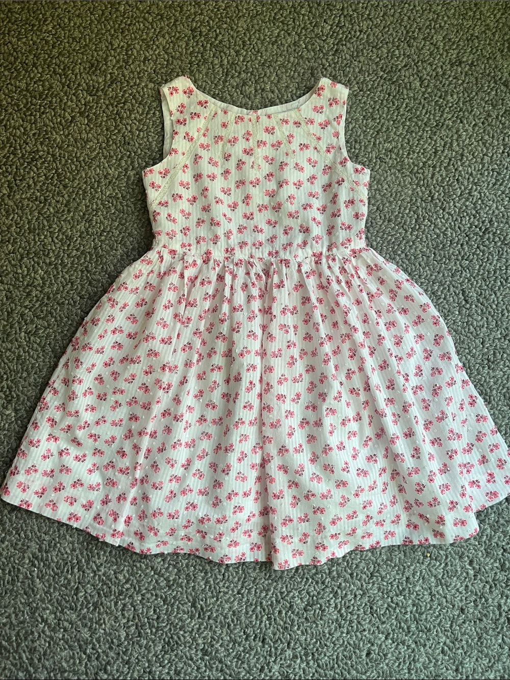 Bonpoint White Dress with Pink Floral Pattern